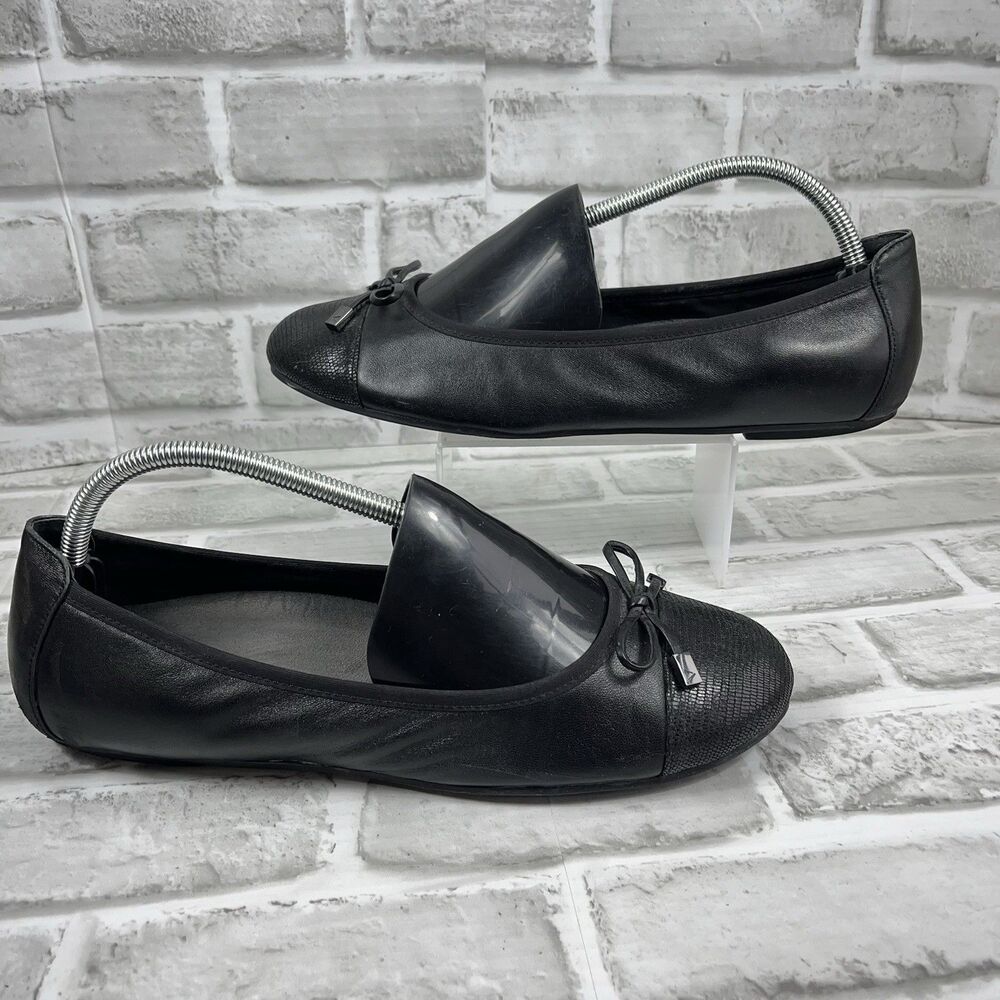 Vionic Minna Women's Size 11 Black Leather Ballet Bow Flats Shoes